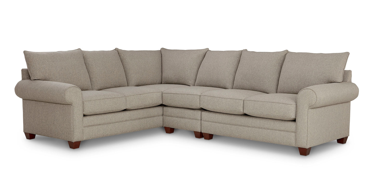 Alexander Roll Arm Large L Sectional- Fog - Chapin Furniture