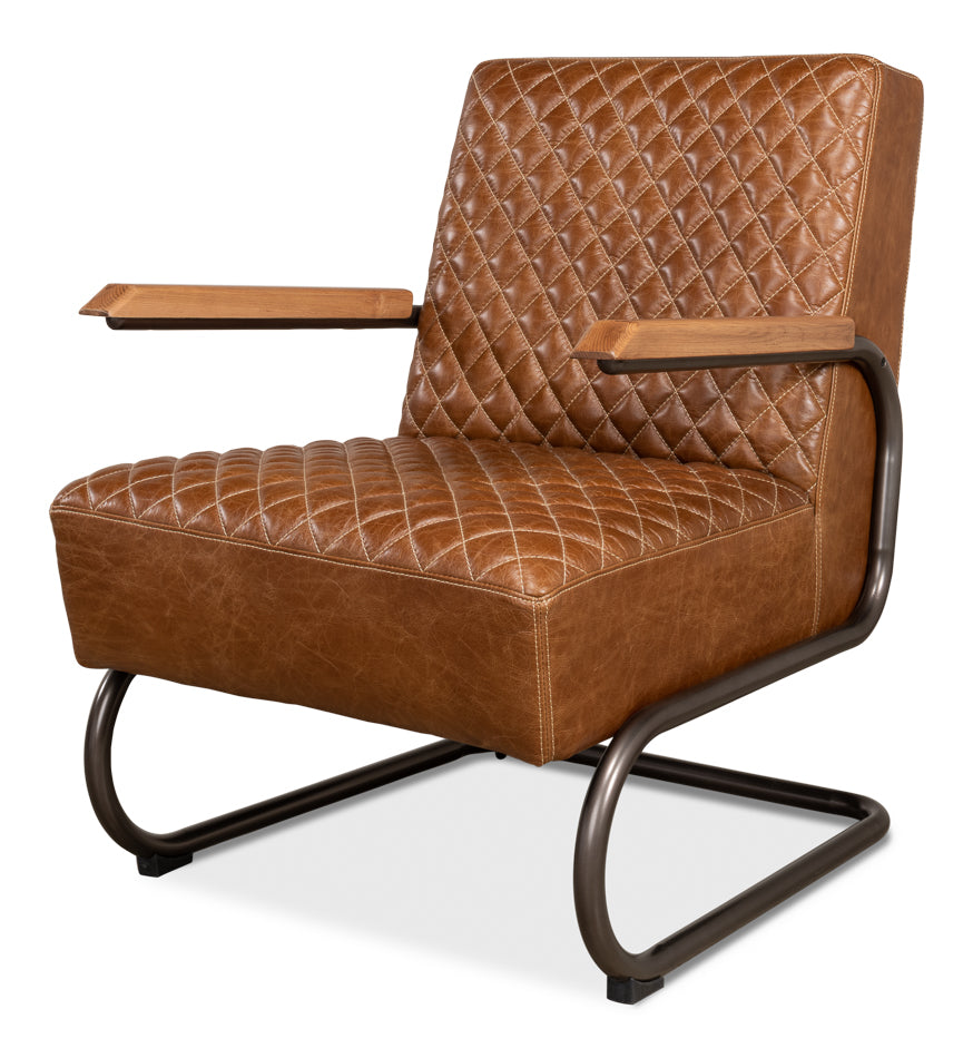 Beverly Hills Chair- Cuba Brown Leather - Chapin Furniture