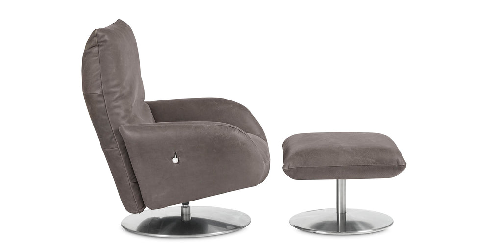 Ranlo Swivel Arm Chair- Graphite Leather - Chapin Furniture