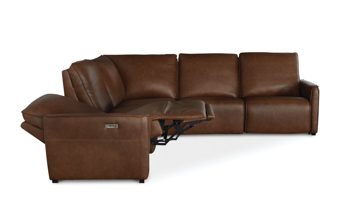 Bassett Club Level Everett Leather Modular Reclining Sectional Sofa