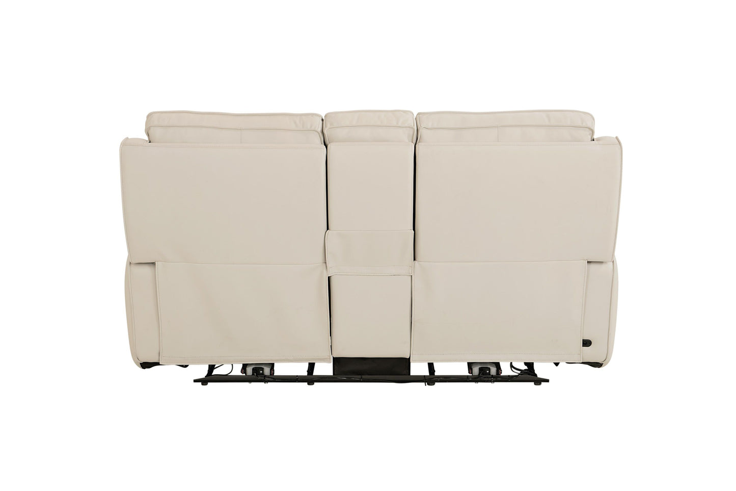 Bassett Club Level Raymond Power Motion Consoled Loveseat in Vanilla Leather - Chapin Furniture