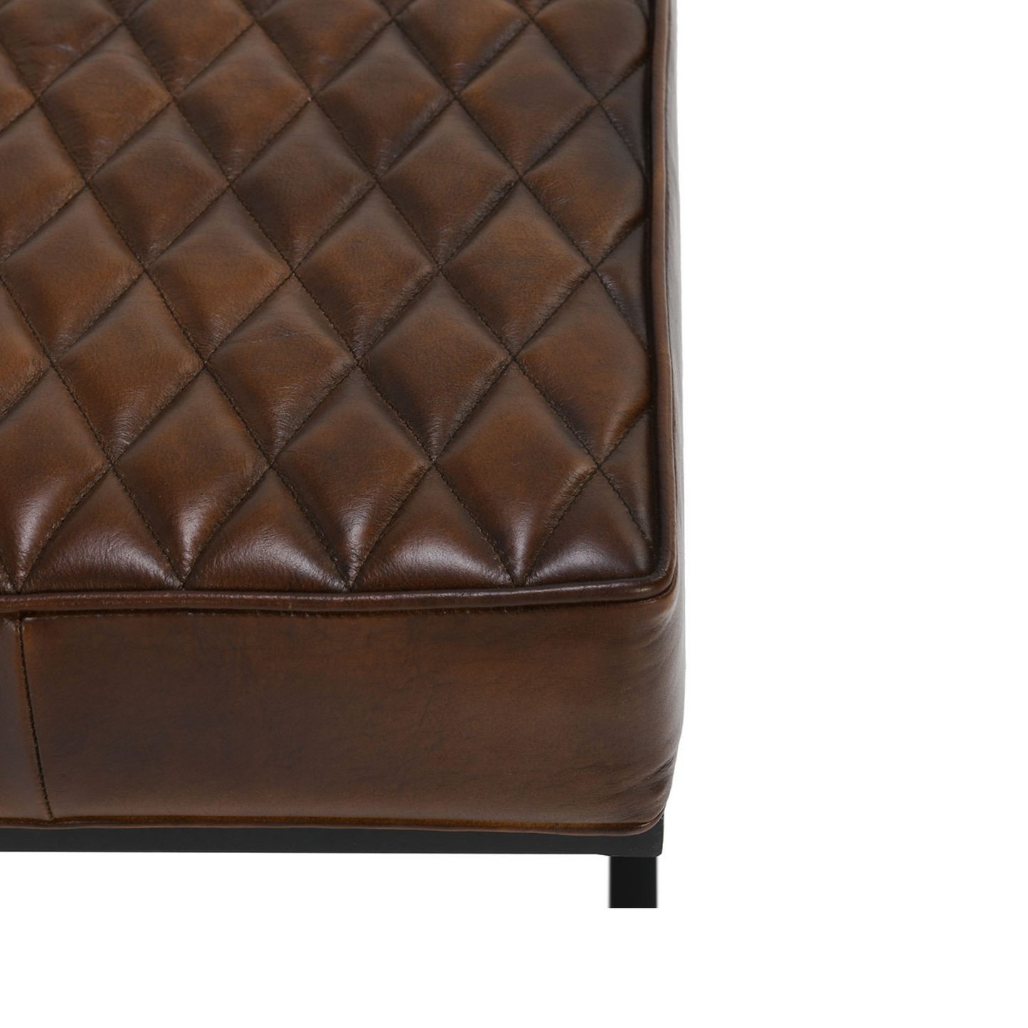Bruno Leather Rectangle Stool - Rustic Brown - Chapin Furniture