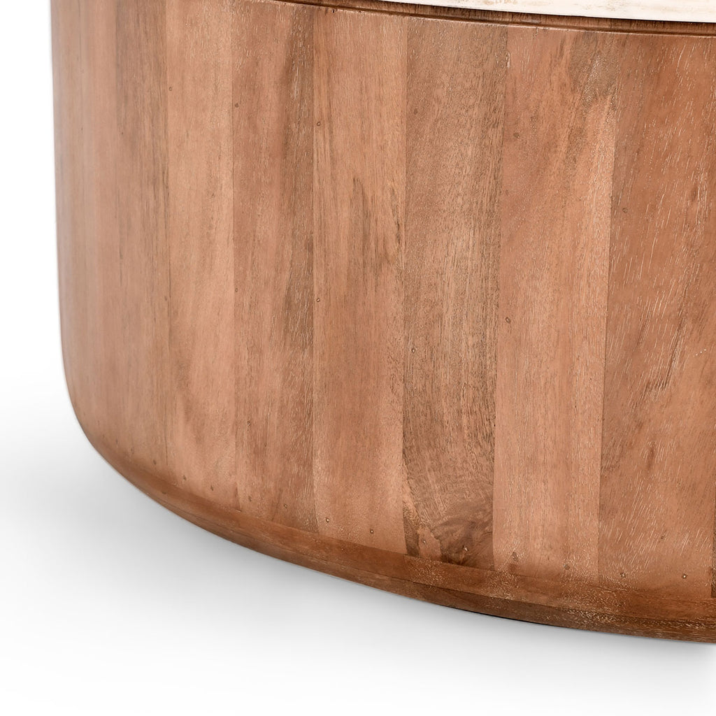 Josie 46" Round Mango Wood/Marble Coffee Table - Chapin Furniture