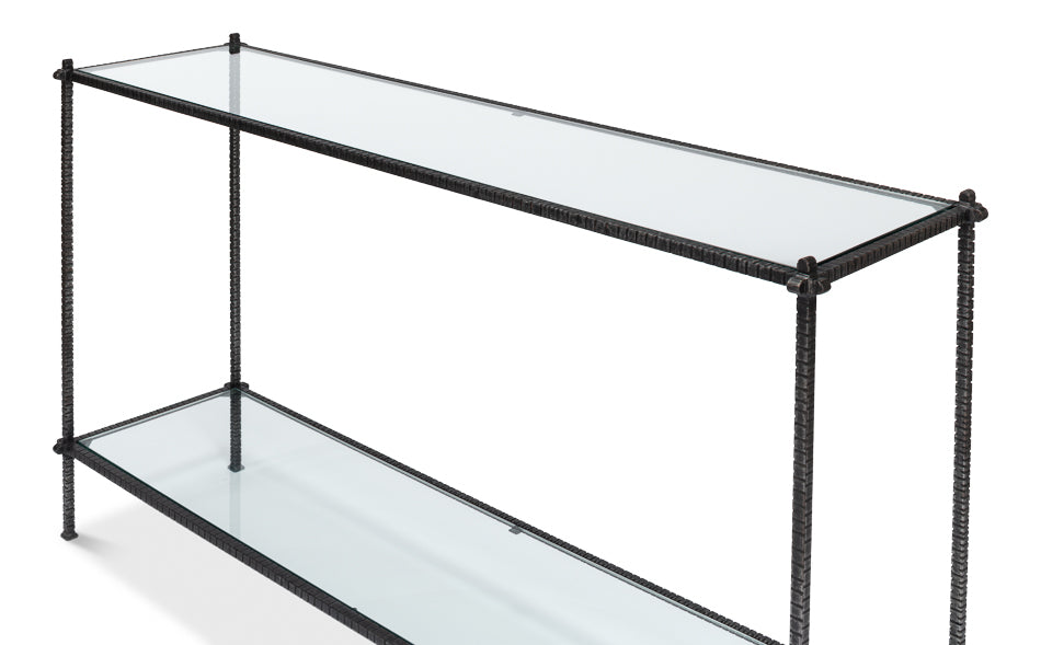 Hand Chased Iron Console Table- Glass Top - Chapin Furniture