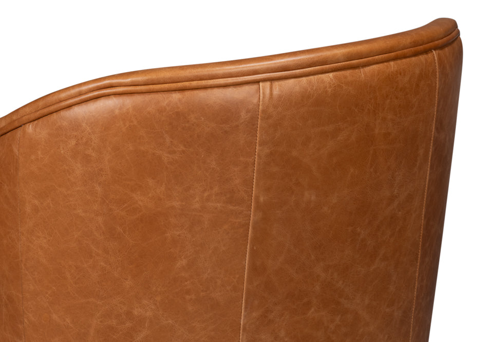 Braxton Leather Swivel Chair- Brown - Chapin Furniture