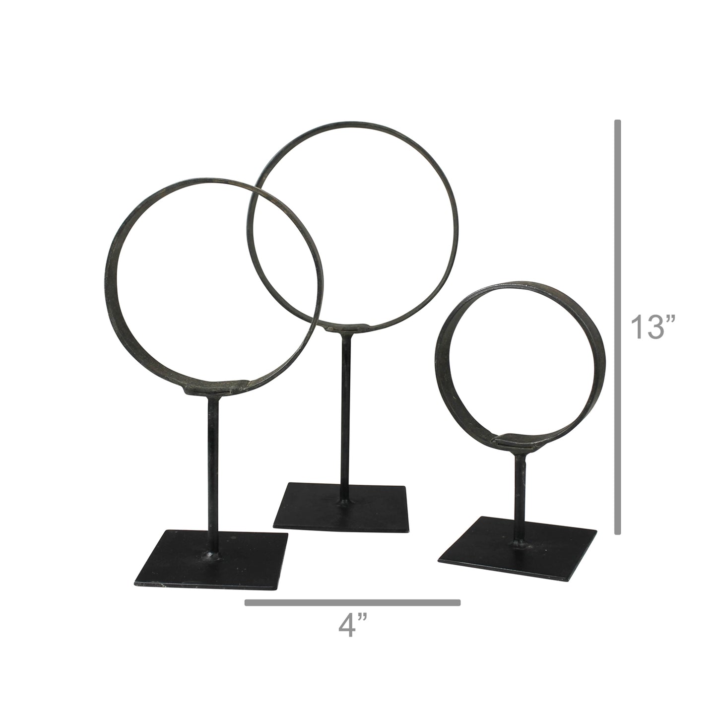 Set of 3 Cerro Rings on Stand - Iron - Chapin Furniture