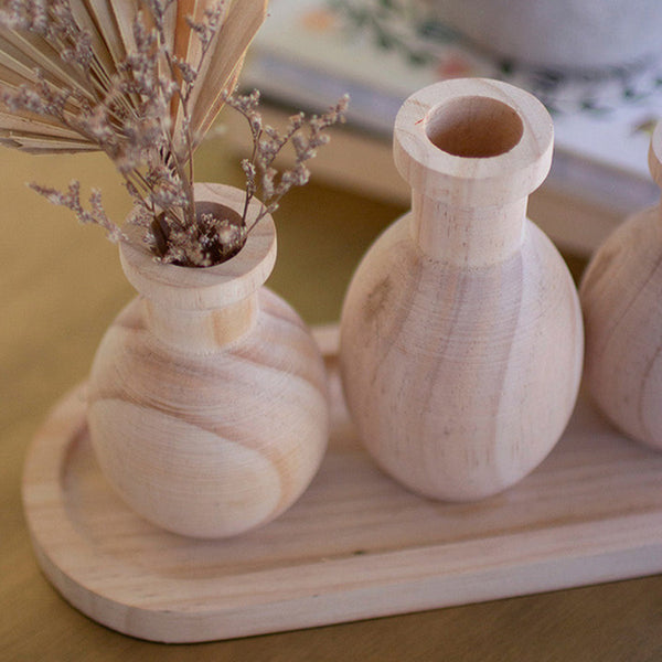 Three Wooden Bud Vases on a Tray - Chapin Furniture