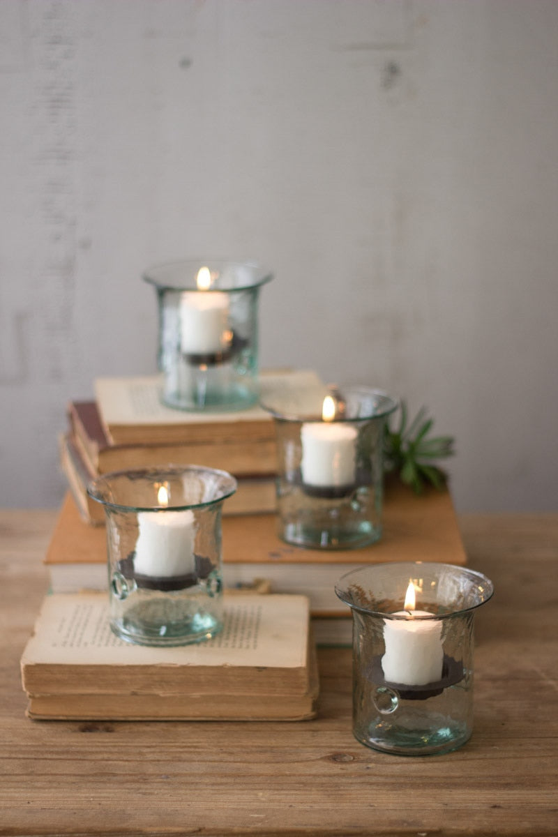 Recycled Glass Mini Votive Cylinder- Set of 4 - Chapin Furniture