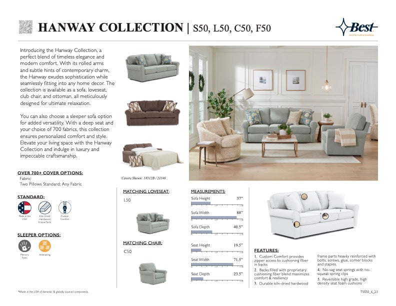 Hanway Loveseat- Customizable - Chapin Furniture