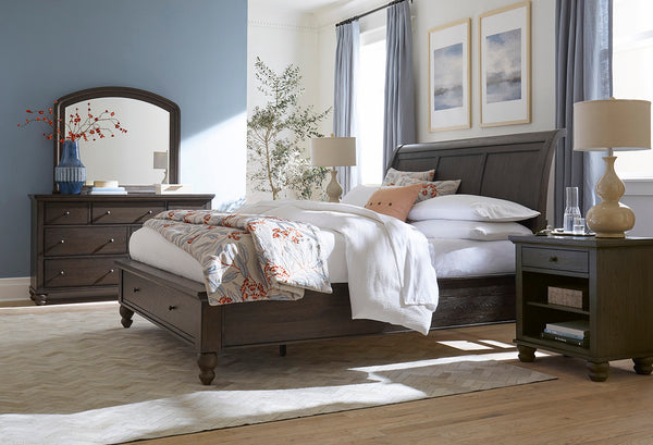 Cambridge Storage Sleigh Bed - Queen - Cracked Pepper - Chapin Furniture