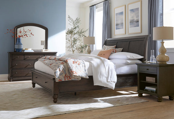 Cambridge Storage Sleigh Bed - King - Cracked Pepper - Chapin Furniture