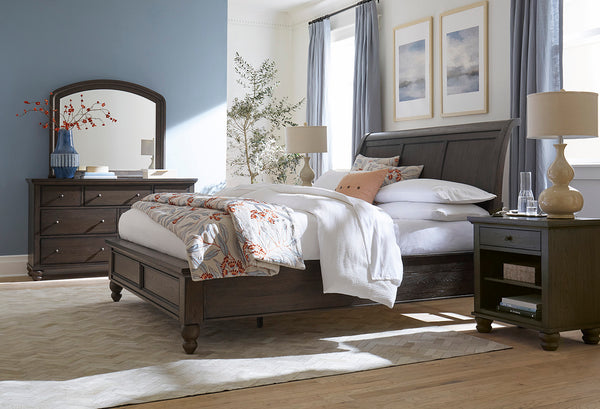 Cambridge Sleigh Bed - Queen - Cracked Pepper - Chapin Furniture