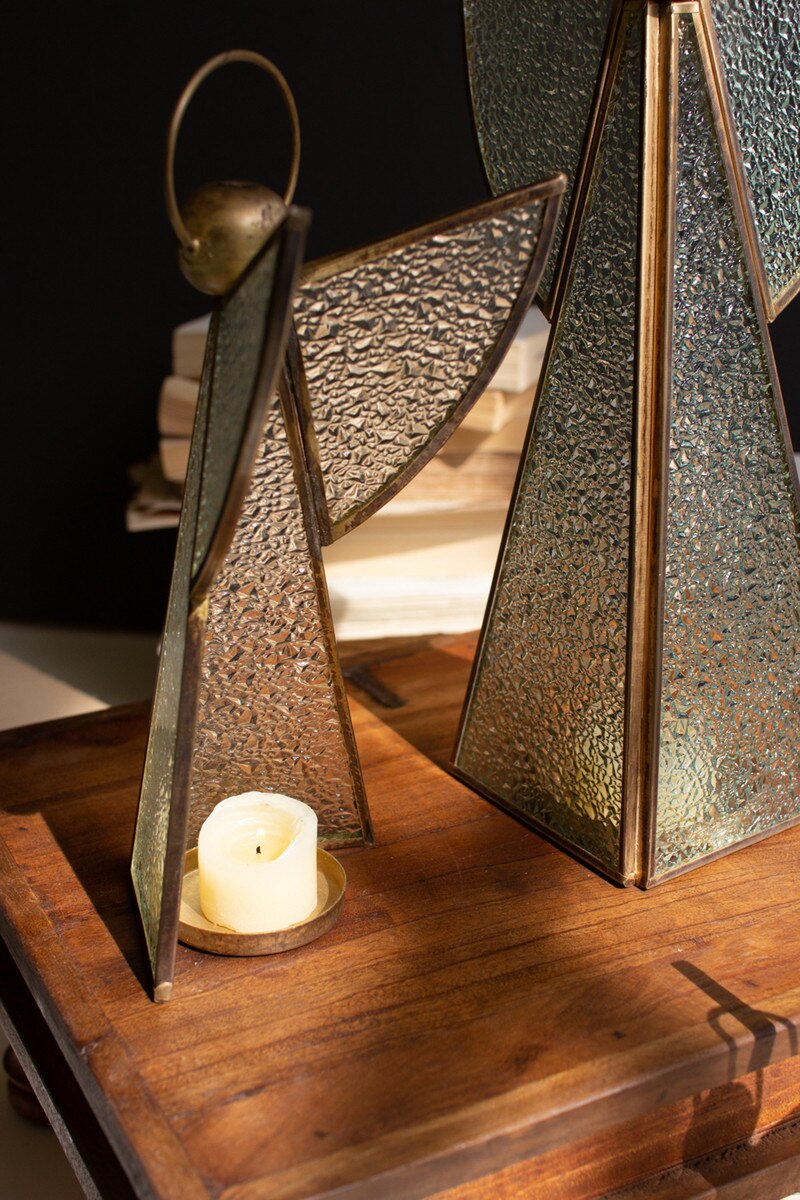 Set of 3 Antique Brass and Glass Christmas Angels - Chapin Furniture