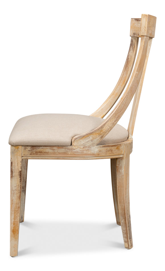 Deco Side Chair, Antique Oak, Linen Flax- Set of 2 - Chapin Furniture