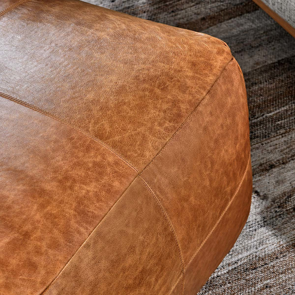 Leather Dumont Chestnut Pouf - Chapin Furniture