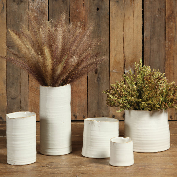 Bower Ceramic Vase - Lrg Wide - Fancy white - Chapin Furniture