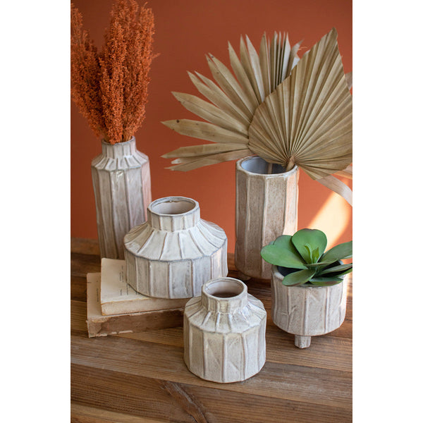Set of 5 White Ceramic Planters - Chapin Furniture