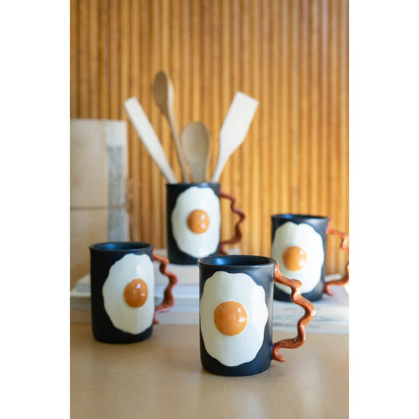 Ceramic Bacon and Eggs Mug- Set of 4 - Chapin Furniture