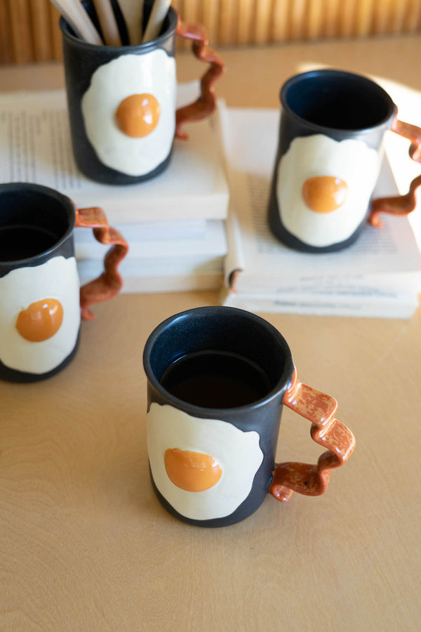 Ceramic Bacon and Eggs Mug- Set of 4 - Chapin Furniture