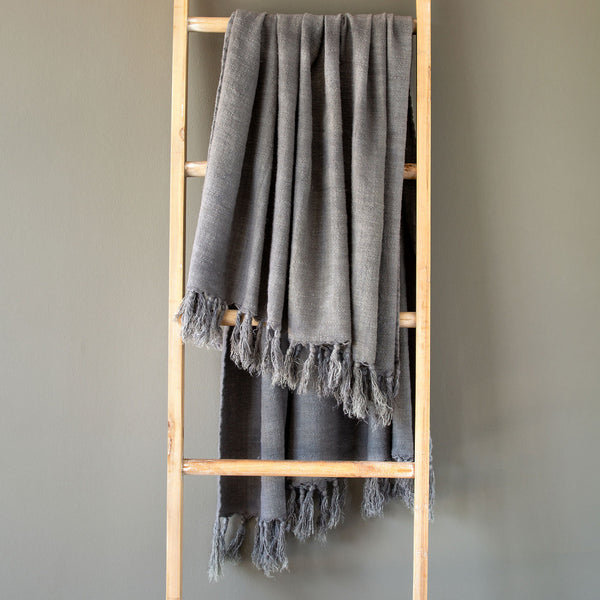 Washed Linen Throw, Grey - Chapin Furniture