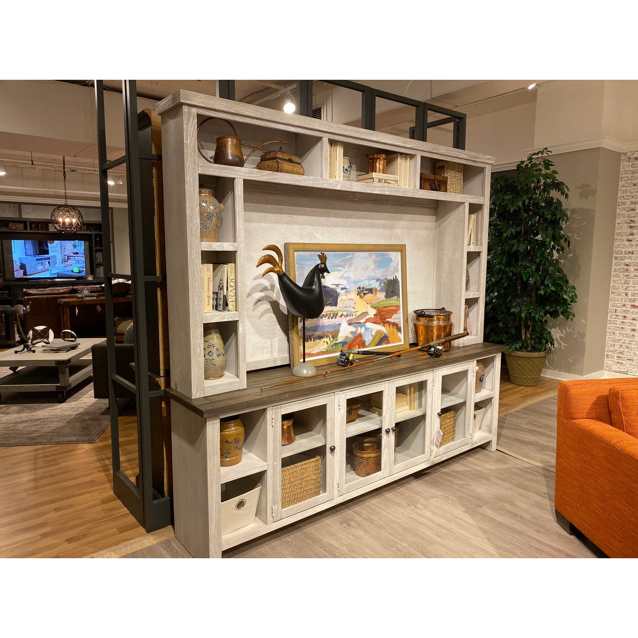 Eastport Drifted White 97" Console & Hutch - Chapin Furniture