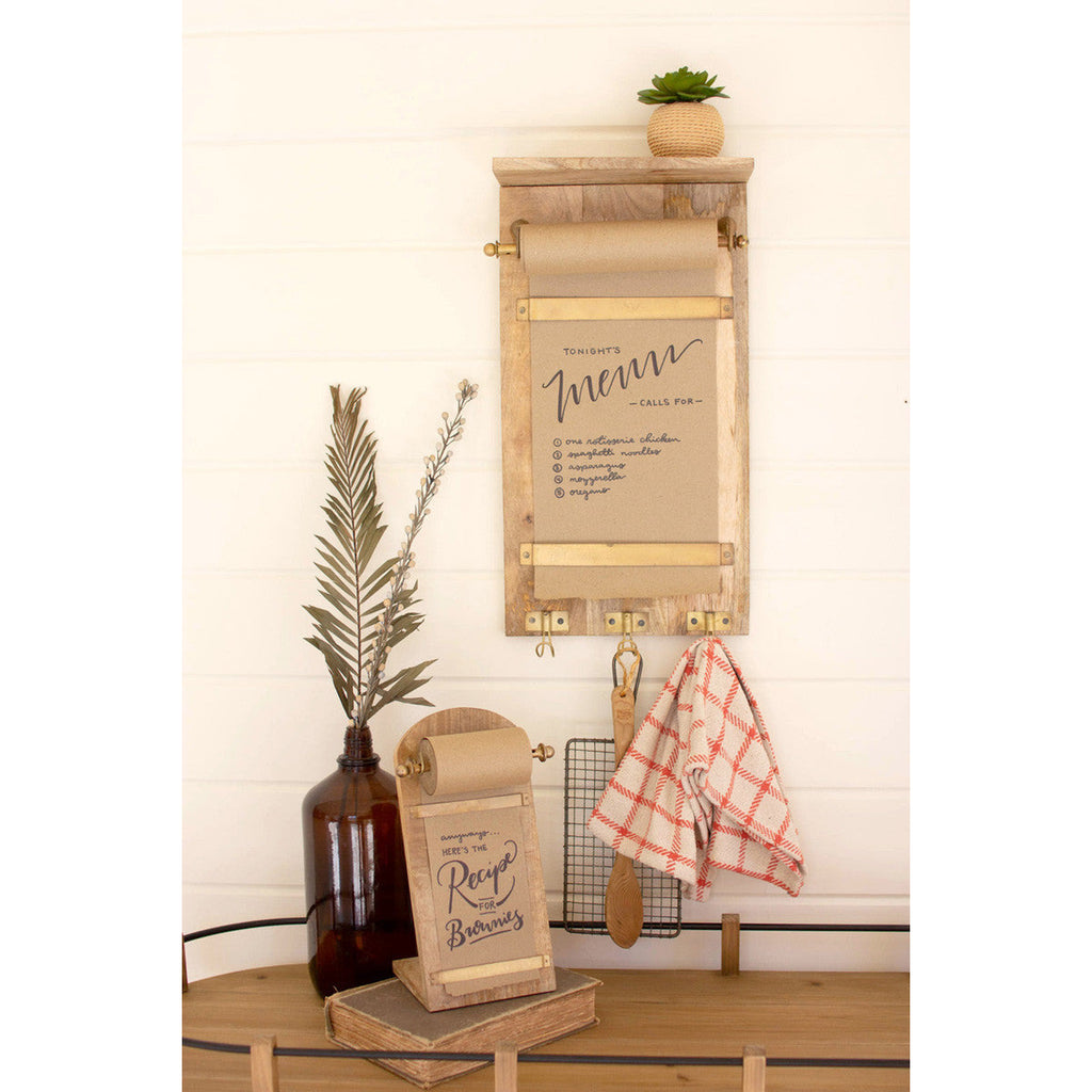 Wooden Wall Note Roll With Coat Hooks - Chapin Furniture