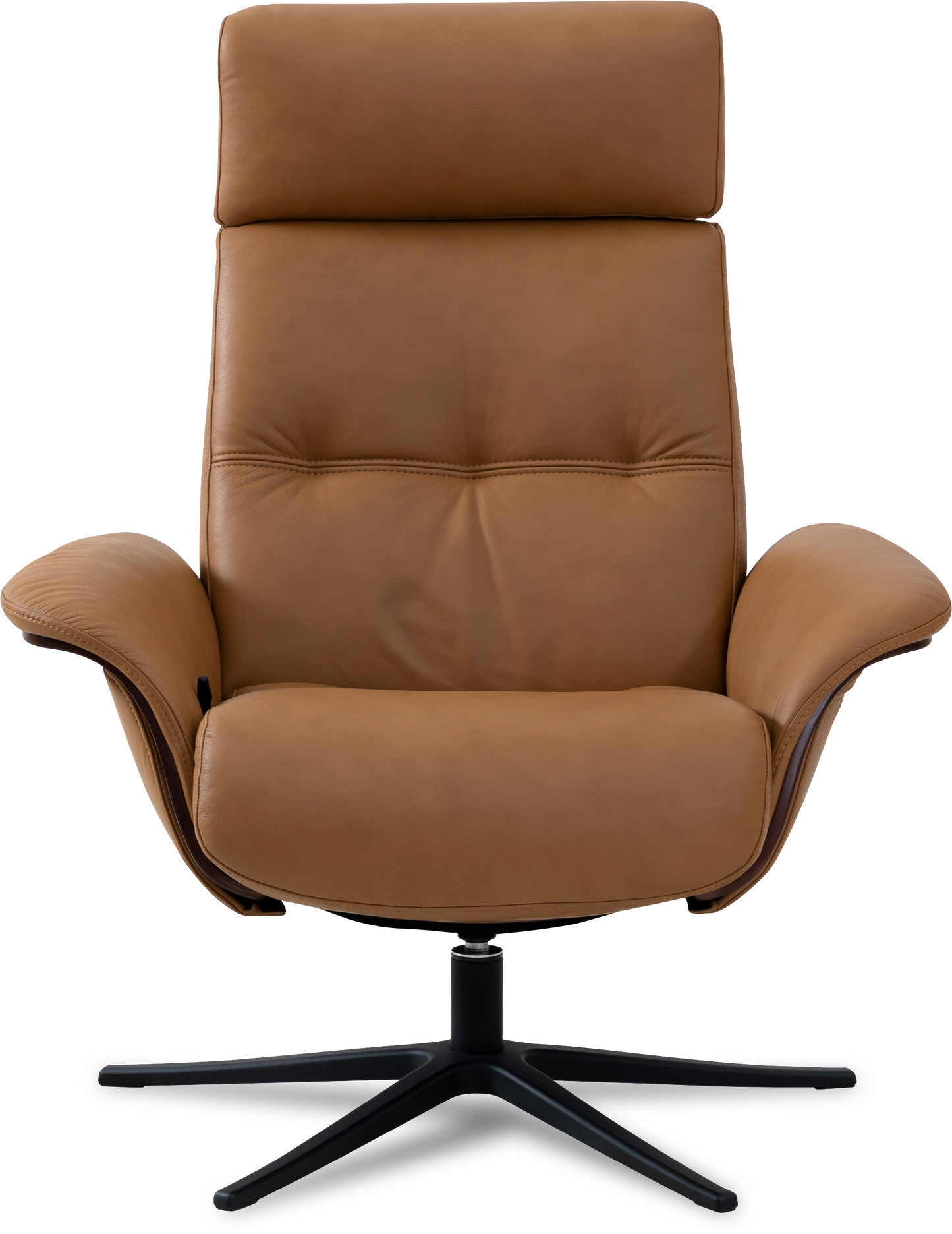 Space 5100 Chair and Ottoman- Tuxedo Leather/Walnut Trim/Classic Polished Base - Chapin Furniture