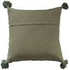 20" Square Quilted Cotton Velvet Pillow with Kantha Stitch & Tassels, Green - Chapin Furniture