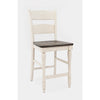 Madison County Counter Table With Storage Base WITH 6 Ladderback Counter Stools - Chapin Furniture