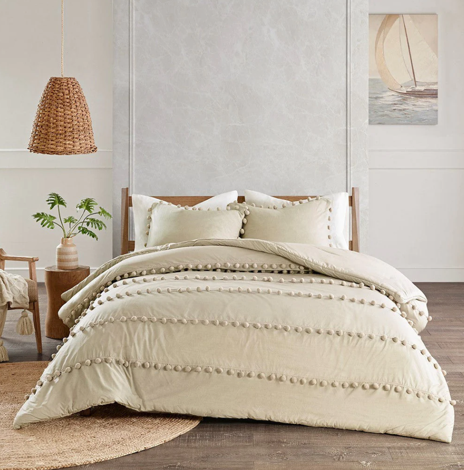 The Leona three-piece pom pom boho duvet 