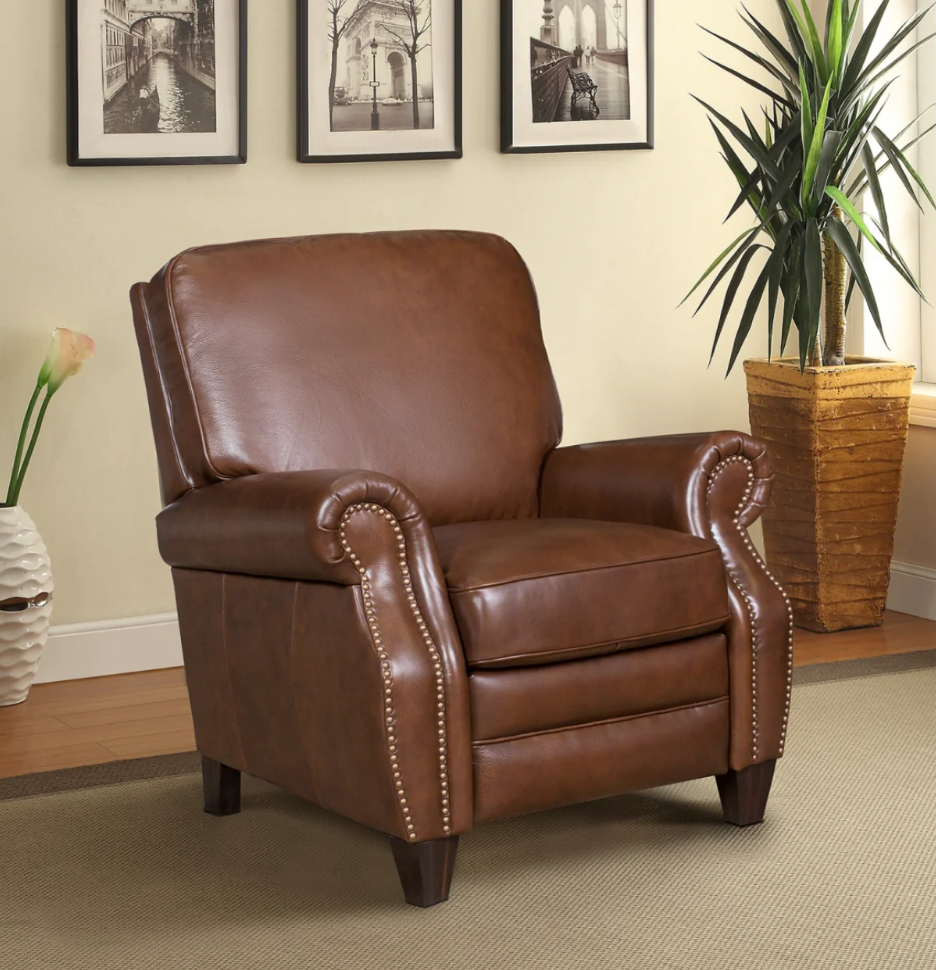 A brown hidden recliner
