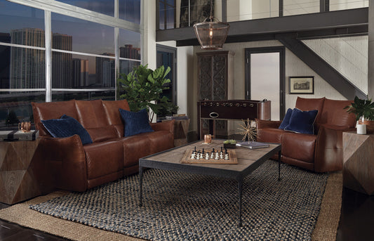 Brown leather recliners in the living room