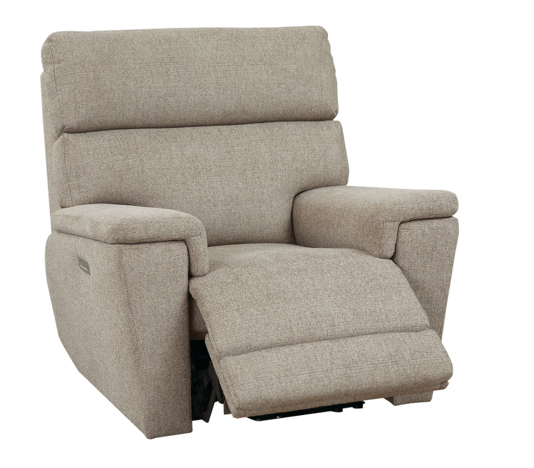 A light-colored power recliner
