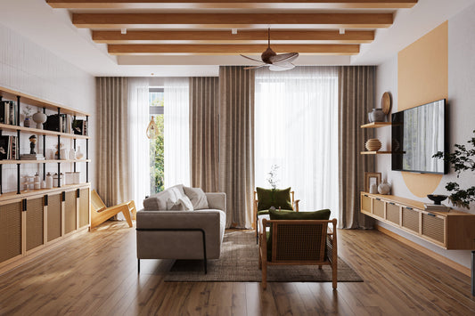 mix wood tones room