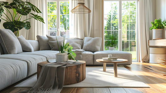 Sunlit Minimalist Living Room Exuding Serene Sophistication Inviting Comfort
