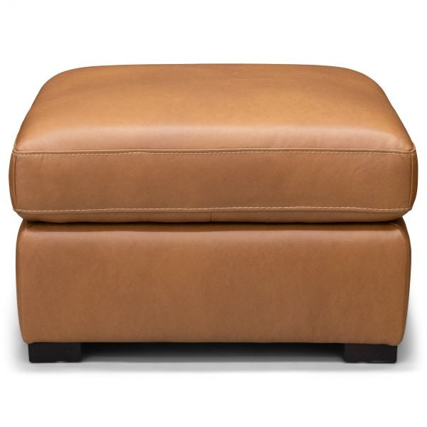 Bassett Club Level Wilson Ottoman in Pecan Leather - Chapin Furniture