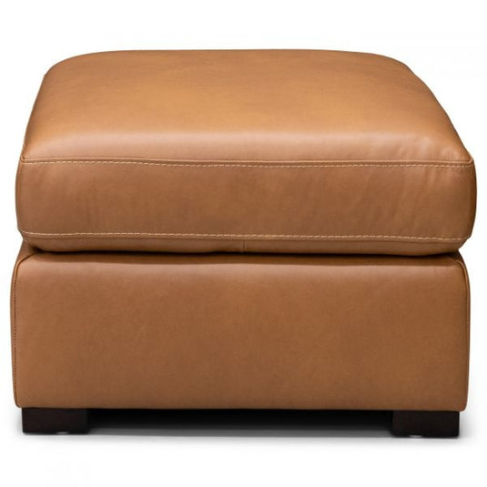 Bassett Club Level Wilson Ottoman in Pecan Leather - Chapin Furniture