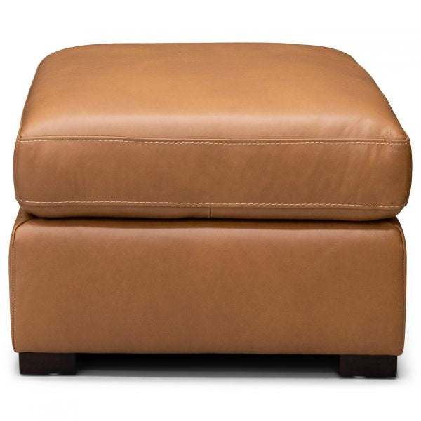 Bassett Club Level Wilson Ottoman in Pecan Leather - Chapin Furniture