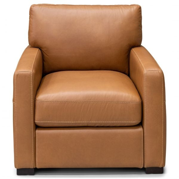 Bassett Club Level Wilson Chair in Pecan Leather - Chapin Furniture