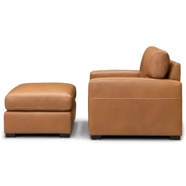 Bassett Club Level Wilson Chair in Pecan Leather - Chapin Furniture