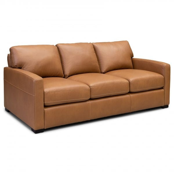 Bassett Club Level Wilson Sofa in Pecan Leather - Chapin Furniture