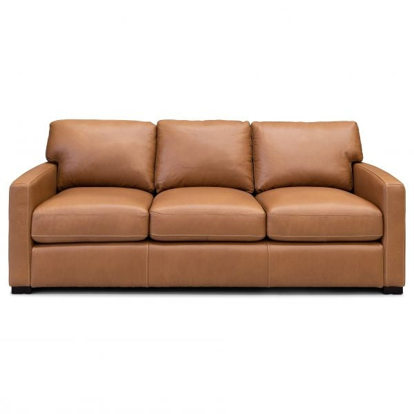 Bassett Club Level Wilson Sofa in Pecan Leather - Chapin Furniture