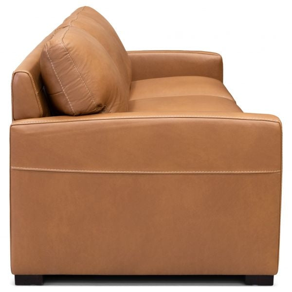 Bassett Club Level Wilson Sofa in Pecan Leather - Chapin Furniture