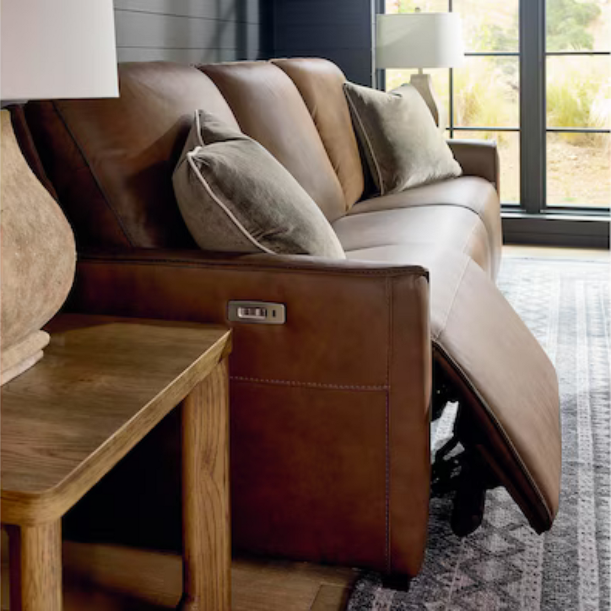 Everett Leather Modular Reclining Sofa - Cork Leather - Chapin Furniture