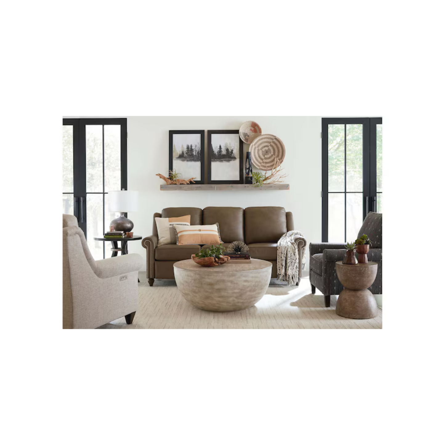 Tahiti Round Lamp Table - Coconut Shell Brown - Chapin Furniture