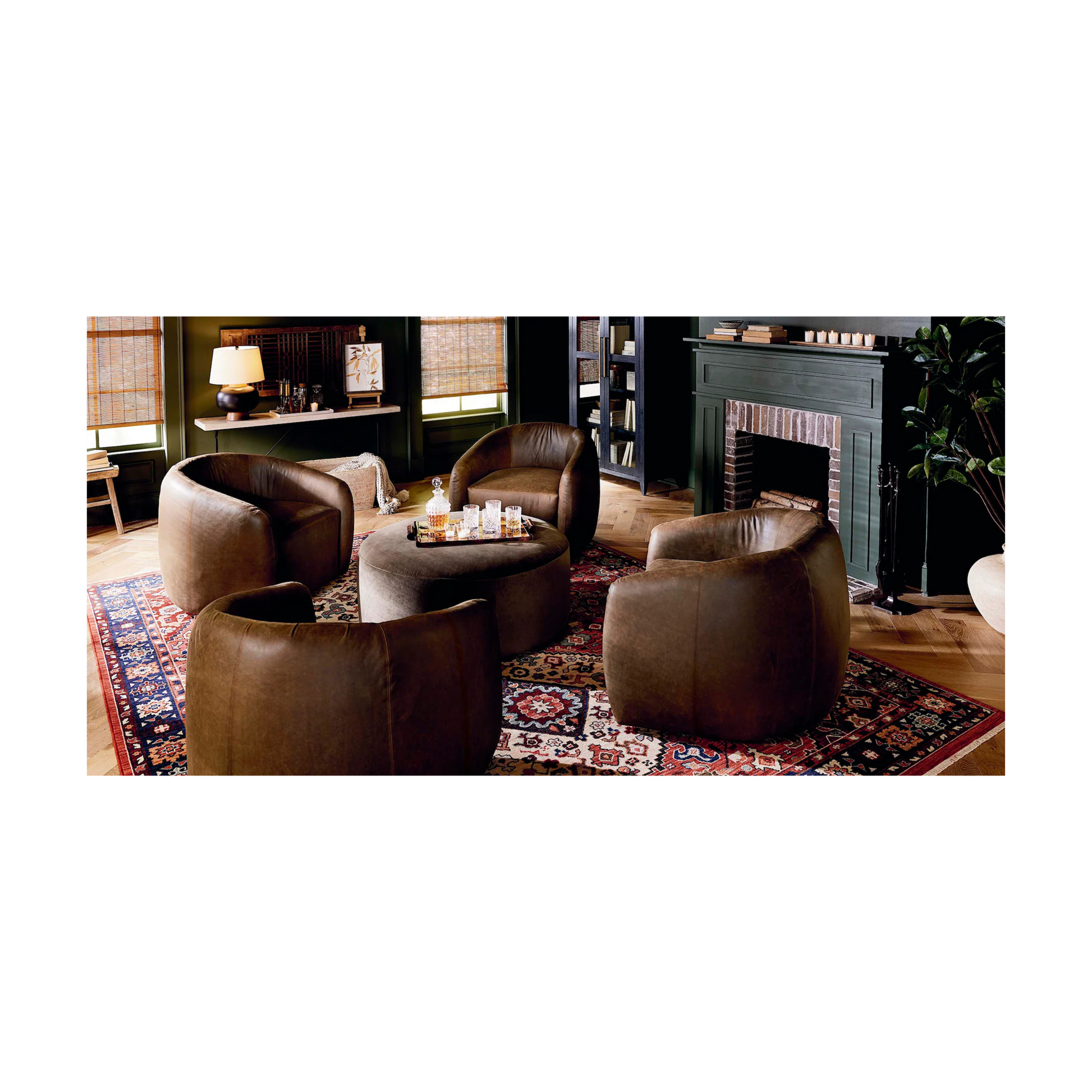 Garner Leather Barrel Swivel Chair - Custom - Chapin Furniture