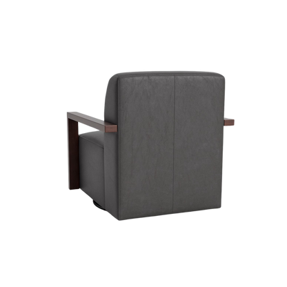 Creswell Leather Wood Arm Swivel Chair - Custom - Chapin Furniture