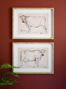 Set of 2 Cow Prints under Glass - Chapin Furniture