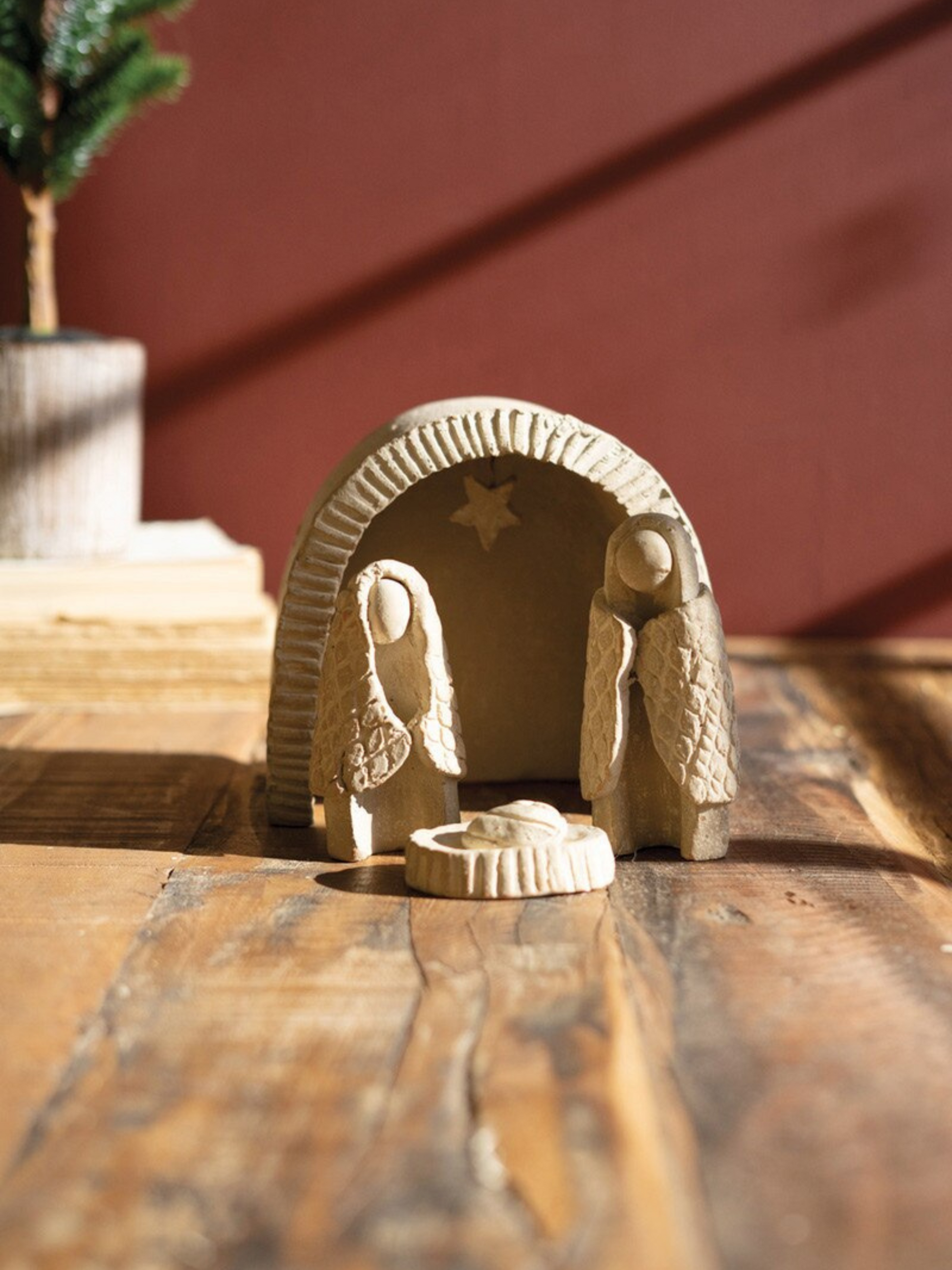 Grey Wash Clay Nativity Set - Chapin Furniture