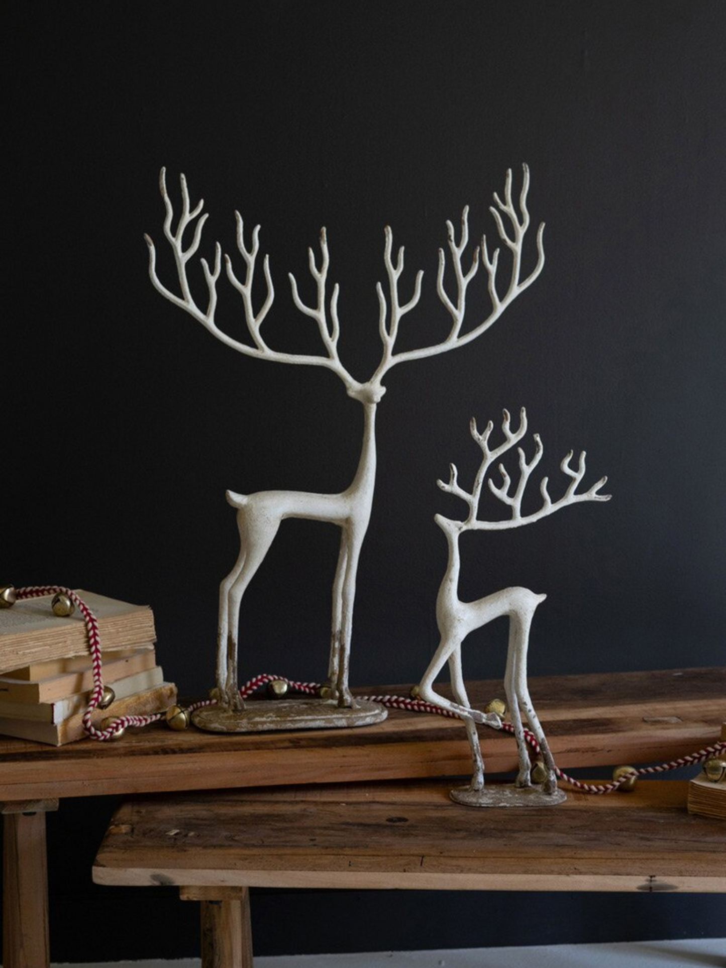 Set of 2 White Cast Aluminum Deer Sculptures - Chapin Furniture